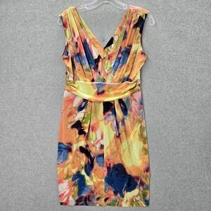 Simply Vera Vera Wang Women Dress‎ PM Orange Shift Pleated Sleeveless V Neck